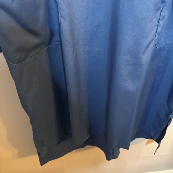 Zanzea Womens XXL Shift Dress Long Sleeve Pockets Midi Blue Silky Lightweight - Picture 6 of 9